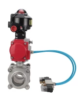 Кран шаровой DN.ru BV3232P(3pc)-FP-W-ISO-H WDVF Ду40 Ру40 полнопроходной, трехсоставной, корпус - нержавеющая сталь 316, уплотнение - PTFE, под приварку, с пневмоприводом PA-SA-105, пневмораспределителем 4V320-08 220В, БКВ APL-510N EX