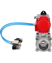 Кран шаровой DN.ru BV3232P(3pc)-FP-W-ISO-H WDVF Ду40 Ру40 полнопроходной, трехсоставной, корпус - нержавеющая сталь 316, уплотнение - PTFE, под приварку, с пневмоприводом PA-SA-105, пневмораспределителем 4V320-10 220В