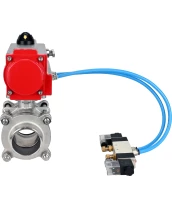 Кран шаровой DN.ru BV3232P(3pc)-FP-W-ISO-H WDVF Ду40 Ру40 полнопроходной, трехсоставной, корпус - нержавеющая сталь 316, уплотнение - PTFE, под приварку, с пневмоприводом PA-SA-105, пневмораспределителем 4V320-10 220В