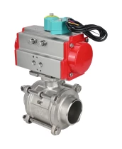 Кран шаровой DN.ru BV3232P(3pc)-FP-W-ISO-H WDVF Ду15 Ру63 полнопроходной, трехсоставной, корпус - нержавеющая сталь 316, уплотнение - PTFE, под приварку, с пневмоприводом PA-DA-052 и магнитным переключателем ALS200D