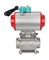 Кран шаровой DN.ru BV3232P(3pc)-FP-W-ISO-H WDVF Ду40 Ру40 полнопроходной, трехсоставной, корпус - нержавеющая сталь 316, уплотнение - PTFE, под приварку, с пневмоприводом PA-DA-065 и магнитным переключателем ALS200D