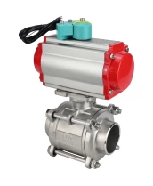 Кран шаровой DN.ru BV3232P(3pc)-FP-W-ISO-H WDVF Ду40 Ру40 полнопроходной, трехсоставной, корпус - нержавеющая сталь 316, уплотнение - PTFE, под приварку, с пневмоприводом PA-DA-065 и магнитным переключателем ALS200D