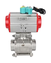 Кран шаровой DN.ru BV3232P(3pc)-FP-W-ISO-H WDVF Ду40 Ру40 полнопроходной, трехсоставной, корпус - нержавеющая сталь 316, уплотнение - PTFE, под приварку, с пневмоприводом PA-DA-065 и магнитным переключателем ALS200D