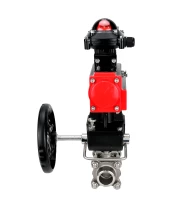 Кран шаровой DN.ru BV3232P(3pc)-FP-W-ISO-H WDVF Ду32 Ру63 полнопроходной, трехсоставной, корпус - нержавеющая сталь 316, уплотнение - PTFE, под приварку, с пневмоприводом PA-DA-052, БКВ APL-210N, ручным дублером MON1-250-T26-ISO