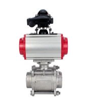 Кран шаровой DN.ru BV3232P(3pc)-FP-W-ISO-H WDVF Ду40 Ру40 полнопроходной, трехсоставной, корпус - нержавеющая сталь 316, уплотнение - PTFE, под приварку, с пневмоприводом PA-SA-105, БКВ APL-210N