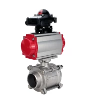 Кран шаровой DN.ru BV3232P(3pc)-FP-W-ISO-H WDVF Ду40 Ру40 полнопроходной, трехсоставной, корпус - нержавеющая сталь 316, уплотнение - PTFE, под приварку, с пневмоприводом PA-SA-105, БКВ APL-210N