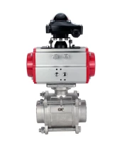 Кран шаровой DN.ru BV3232P(3pc)-FP-W-ISO-H WDVF Ду40 Ру40 полнопроходной, трехсоставной, корпус - нержавеющая сталь 316, уплотнение - PTFE, под приварку, с пневмоприводом PA-SA-105, БКВ APL-210N