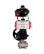 Кран шаровой DN.ru BV3232P(3pc)-FP-W-ISO-H WDVF Ду32 Ру63 полнопроходной, трехсоставной, корпус - нержавеющая сталь 316, уплотнение - PTFE, под приварку, с пневмоприводом PA-DA-052, БКВ APL-410N EX, ручным дублером MON1-250-T26-ISO