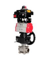 Кран шаровой DN.ru BV3232P(3pc)-FP-W-ISO-H WDVF Ду32 Ру63 полнопроходной, трехсоставной, корпус - нержавеющая сталь 316, уплотнение - PTFE, под приварку, с пневмоприводом PA-DA-052, БКВ APL-410N EX, ручным дублером MON1-250-T26-ISO