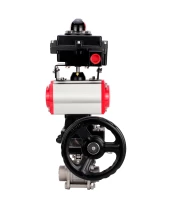 Кран шаровой DN.ru BV3232P(3pc)-FP-W-ISO-H WDVF Ду32 Ру63 полнопроходной, трехсоставной, корпус - нержавеющая сталь 316, уплотнение - PTFE, под приварку, с пневмоприводом PA-DA-052, БКВ APL-410N EX, ручным дублером MON1-250-T26-ISO