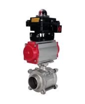 Кран шаровой DN.ru BV3232P(3pc)-FP-W-ISO-H WDVF Ду40 Ру40 полнопроходной, трехсоставной, корпус - нержавеющая сталь 316, уплотнение - PTFE, под приварку, с пневмоприводом PA-SA-105, БКВ APL-410N EX