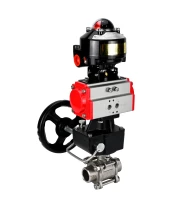 Кран шаровой DN.ru BV3232P(3pc)-FP-W-ISO-H WDVF Ду40 Ру40 полнопроходной, трехсоставной, корпус - нержавеющая сталь 316, уплотнение - PTFE, под приварку, с пневмоприводом PA-DA-065, БКВ APL-510N EX, ручным дублером MON1-250-T26-ISO