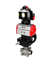 Кран шаровой DN.ru BV3232P(3pc)-FP-W-ISO-H WDVF Ду32 Ру63 полнопроходной, трехсоставной, корпус - нержавеющая сталь 316, уплотнение - PTFE, под приварку, с пневмоприводом PA-DA-052, БКВ APL-510N EX, ручным дублером MON1-250-T26-ISO