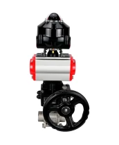 Кран шаровой DN.ru BV3232P(3pc)-FP-W-ISO-H WDVF Ду32 Ру63 полнопроходной, трехсоставной, корпус - нержавеющая сталь 316, уплотнение - PTFE, под приварку, с пневмоприводом PA-DA-052, БКВ APL-510N EX, ручным дублером MON1-250-T26-ISO