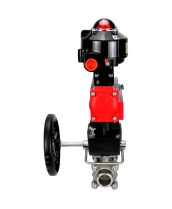 Кран шаровой DN.ru BV3232P(3pc)-FP-W-ISO-H WDVF Ду32 Ру63 полнопроходной, трехсоставной, корпус - нержавеющая сталь 316, уплотнение - PTFE, под приварку, с пневмоприводом PA-DA-052, БКВ APL-510N EX, ручным дублером MON1-250-T26-ISO