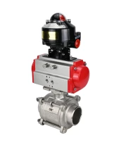 Кран шаровой DN.ru BV3232P(3pc)-FP-W-ISO-H WDVF Ду15 Ру63 полнопроходной, трехсоставной, корпус - нержавеющая сталь 316, уплотнение - PTFE, под приварку, с пневмоприводом PA-DA-052, БКВ APL-510N EX
