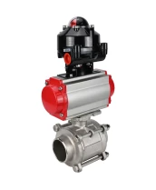 Кран шаровой DN.ru BV3232P(3pc)-FP-W-ISO-H WDVF Ду40 Ру40 полнопроходной, трехсоставной, корпус - нержавеющая сталь 316, уплотнение - PTFE, под приварку, с пневмоприводом PA-SA-105, БКВ APL-510N EX