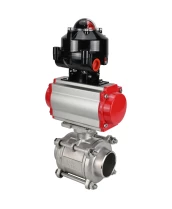 Кран шаровой DN.ru BV3232P(3pc)-FP-W-ISO-H WDVF Ду40 Ру40 полнопроходной, трехсоставной, корпус - нержавеющая сталь 316, уплотнение - PTFE, под приварку, с пневмоприводом PA-SA-105, БКВ APL-510N EX