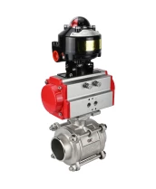 Кран шаровой DN.ru BV3232P(3pc)-FP-W-ISO-H WDVF Ду40 Ру40 полнопроходной, трехсоставной, корпус - нержавеющая сталь 316, уплотнение - PTFE, под приварку, с пневмоприводом PA-SA-105, БКВ APL-510N EX