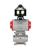 Кран шаровой DN.ru BV3232P(3pc)-FP-W-ISO-H WDVF Ду40 Ру40 полнопроходной, трехсоставной, корпус - нержавеющая сталь 316, уплотнение - PTFE, под приварку, с пневмоприводом PA-SA-105, БКВ APL-510N EX