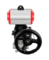 Кран шаровой DN.ru BV3232P(3pc)-FP-W-ISO-H WDVF Ду32 Ру63 полнопроходной, трехсоставной, корпус - нержавеющая сталь 316, уплотнение - PTFE, под приварку, с пневмоприводом PA-DA-052, ручным дублером MON1-250-T26-ISO