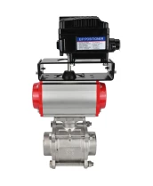 Кран шаровой DN.ru BV3232P(3pc)-FP-W-ISO-H WDVF Ду40 Ру40 полнопроходной, трехсоставной, корпус - нержавеющая сталь 316, уплотнение - PTFE, под приварку, с пневмоприводом PA-SA-105, электропн. поворотным позиционером YT-1000RSN без обратной связи