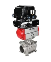 Кран шаровой DN.ru BV3232P(3pc)-FP-W-ISO-H WDVF Ду40 Ру40 полнопроходной, трехсоставной, корпус - нержавеющая сталь 316, уплотнение - PTFE, под приварку, с пневмоприводом PA-SA-105, электропн. поворотным позиционером YT-1000RSN без обратной связи