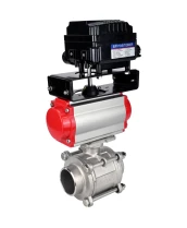 Кран шаровой DN.ru BV3232P(3pc)-FP-W-ISO-H WDVF Ду40 Ру40 полнопроходной, трехсоставной, корпус - нержавеющая сталь 316, уплотнение - PTFE, под приварку, с пневмоприводом PA-SA-105, электропн. поворотным позиционером YT-1000RSN с обратной связью