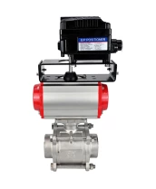 Кран шаровой DN.ru BV3232P(3pc)-FP-W-ISO-H WDVF Ду40 Ру40 полнопроходной, трехсоставной, корпус - нержавеющая сталь 316, уплотнение - PTFE, под приварку, с пневмоприводом PA-SA-105, электропн. поворотным позиционером YT-1000RSN с обратной связью