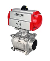 Кран шаровой DN.ru BV3232P(3pc)-FP-W-ISO-H WDVF Ду15 Ру63 полнопроходной, трехсоставной, корпус - нержавеющая сталь 316, уплотнение - PTFE, под приварку, с пневмоприводом PA-DA-052