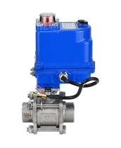 Кран шаровой DN.ru BV3232P(3pc)-FP-W-ISO-H WDVF Ду25 Ру63 полнопроходной, трехсоставной, корпус - нержавеющая сталь 316, уплотнение - PTFE, под приварку, с 1/4-оборотным электроприводом DN.ru QT-N-003EM-O1-220VAC-У1 blue