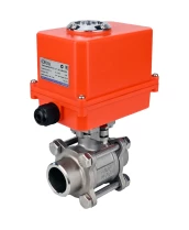 Кран шаровой DN.ru BV3232P(3pc)-FP-W-ISO-H WDVF Ду15 Ру63 полнопроходной, трехсоставной, корпус - нержавеющая сталь 316, уплотнение - PTFE, под приварку, с 1/4-оборотным электроприводом DN.ru QT-N-003EM-O1-220VAC-У1 MINI