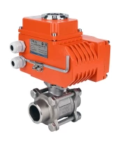 Кран шаровой DN.ru BV3232P(3pc)-FP-W-ISO-H WDVF Ду15 Ру63 полнопроходной, трехсоставной, корпус - нержавеющая сталь 316, уплотнение - PTFE, под приварку, с 1/4-оборотным электроприводом DN.ru QT-N-003EM-O1-24VDC-У1 HARK