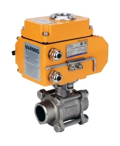 Кран шаровой DN.ru BV3232P(3pc)-FP-W-ISO-H WDVF Ду40 Ру40 полнопроходной, трехсоставной, корпус - нержавеющая сталь 316, уплотнение - PTFE, под приварку, с 1/4-оборотным электроприводом DN.ru QT-N-005EM-O1-24VDC-У1