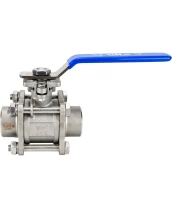 Кран шаровой DN.ru BV3232P(3pc)-FP-W-ISO-H Ду25 Ру63 полнопроходной, трехсоставной, корпус - нержавеющая сталь 316, уплотнение - PTFE, под приварку, с рукояткой, ISO-фланцем, WDVF