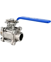 Кран шаровой DN.ru BV3232P(3pc)-FP-W-ISO-H Ду25 Ру63 полнопроходной, трехсоставной, корпус - нержавеющая сталь 316, уплотнение - PTFE, под приварку, с рукояткой, ISO-фланцем, WDVF