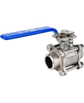 Кран шаровой DN.ru BV3232P(3pc)-FP-W-ISO-H Ду25 Ру63 полнопроходной, трехсоставной, корпус - нержавеющая сталь 316, уплотнение - PTFE, под приварку, с рукояткой, ISO-фланцем, WDVF