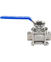 Кран шаровой DN.ru BV3232P(3pc)-FP-W-ISO-H Ду25 Ру63 полнопроходной, трехсоставной, корпус - нержавеющая сталь 316, уплотнение - PTFE, под приварку, с рукояткой, ISO-фланцем, WDVF