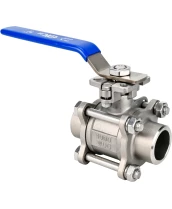 Кран шаровой DN.ru BV3232P(3pc)-FP-W-ISO-H Ду25 Ру63 полнопроходной, трехсоставной, корпус - нержавеющая сталь 316, уплотнение - PTFE, под приварку, с рукояткой, ISO-фланцем, WDVF