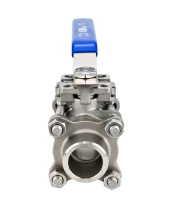 Кран шаровой DN.ru BV3232P(3pc)-FP-W-ISO-H Ду25 Ру63 полнопроходной, трехсоставной, корпус - нержавеющая сталь 316, уплотнение - PTFE, под приварку, с рукояткой, ISO-фланцем, WDVF