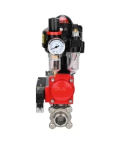 Кран шаровой DN.ru BV3232P(3pc)-FP-W-ISO-H Ду10 Ру63 полнопроходной двухходовой, нержавеющая сталь SS316, под приварку, уплотнение - PTFE, с пн.приводом DN.ru PA-DA-052 пн.распределителем 4M310-08 24В БПВ AFC2000 БКВ APL-510N-EX