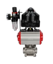 Кран шаровой DN.ru BV3232P(3pc)-FP-W-ISO-H Ду10 Ру63 полнопроходной двухходовой, нержавеющая сталь SS316, под приварку, уплотнение - PTFE, с пн.приводом DN.ru PA-DA-052 пн.распределителем 4M310-08 24В БПВ AFC2000 БКВ APL-510N-EX