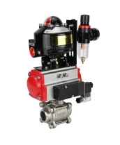 Кран шаровой DN.ru BV3232P(3pc)-FP-W-ISO-H Ду10 Ру63 полнопроходной двухходовой, нержавеющая сталь SS316, под приварку, уплотнение - PTFE, с пн.приводом DN.ru PA-DA-052 пн.распределителем 4M310-08 24В БПВ AFC2000 БКВ APL-510N-EX