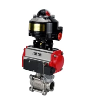 Кран шаровой DN.ru BV3232P(3pc)-FP-W-ISO-H Ду10 Ру63 полнопроходной двухходовой, нержавеющая сталь SS316, под приварку, уплотнение - PTFE, с пн.приводом DN.ru PA-DA-052 пн.распределителем 4M310-08 220В и БКВ APL-510N-EX