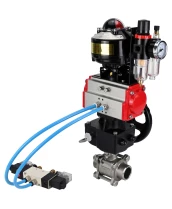 Кран шаровой DN.ru BV3232P(3pc)-FP-W-ISO-H WDVF Ду40 Ру40 полнопроходной, трехсоставной, нерж. сталь 316, PTFE, под приварку, с пн.приводом PA-DA-065, пн.распределителем 4V320-08 220В, БКВ APL-510N EX, руч. дублером MON1-250-T26-ISO, БПВ AFC2000