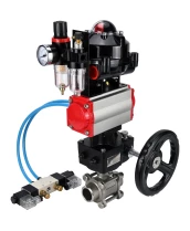 Кран шаровой DN.ru BV3232P(3pc)-FP-W-ISO-H WDVF Ду40 Ру40 полнопроходной, трехсоставной, нерж. сталь 316, PTFE, под приварку, с пн.приводом PA-DA-065, пн.распределителем 4V320-10 220В, БКВ APL-510N EX, руч. дублером MON1-250-T26-ISO, БПВ AFC2000
