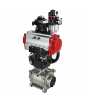 Кран шаровой DN.ru BV3232P(3pc)-FP-W-ISO-H Ду10 Ру63, полнопроходной под приварку, нержавеющая сталь SS316, PTFE, с пневмоприводом PA-DA-052, с пневмораспределителем 4M310-08 220В, с БКВ APL-210N, ручным дублером MON1-250-T26-ISO, с БПВ AFC2000