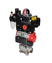 Кран шаровой DN.ru BV3232P(3pc)-FP-W-ISO-H Ду25 Ру63, полнопроходной под приварку, нержавеющая сталь SS316, уплотнение - PTFE, с пневмоприводом PA-DA-052 двойного действия, с пневмораспределителем 4M310-08 220В, с БКВ APL-410N EX, с БПВ AFC2000