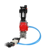 Кран шаровой DN.ru BV3232P(3pc)-FP-W-ISO-H Ду15 Ру63, полнопроходной под приварку, нержавеющая сталь SS316, уплотнение - PTFE, с пневмоприводом PA-DA-052 двойного действия, с пневмораспределителем 4V320-10 220В, с БПВ AFC2000