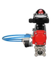 Кран шаровой DN.ru BV3232P(3pc)-FP-W-ISO-H Ду50 Ру40, полнопроходной под приварку, нержавеющая сталь SS316, уплотнение - PTFE, с пневмоприводом PA-SA-105 с возвратными пружинами, с пневмораспределителем 4V320-10 220В, с БКВ APL-210N